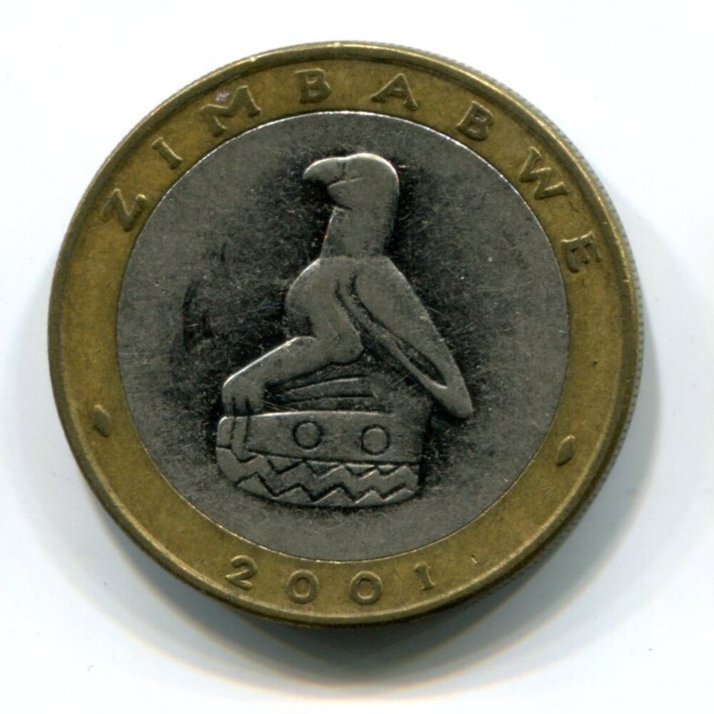 2001 Zimbabwe Bimetallic Rhino $5 Coin (b489-9)